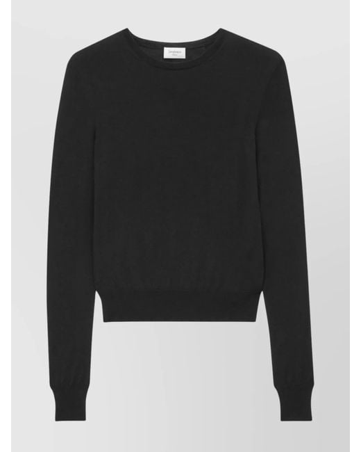 Saint Laurent Black Wool Fitted Crew Neck Jumper