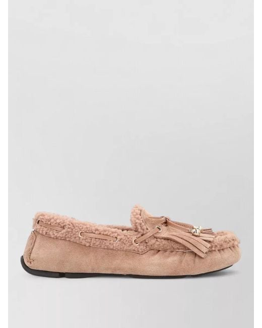 Jimmy Choo Pink Manon F Suede Driving Moccasins Slipons