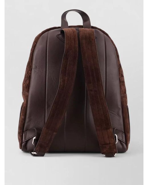 Orciani Brown Suede Backpack Featuring Woven Texture Design for men