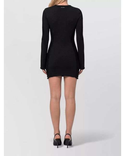 The Attico Black Mini Dress High Neck Long Sleeves