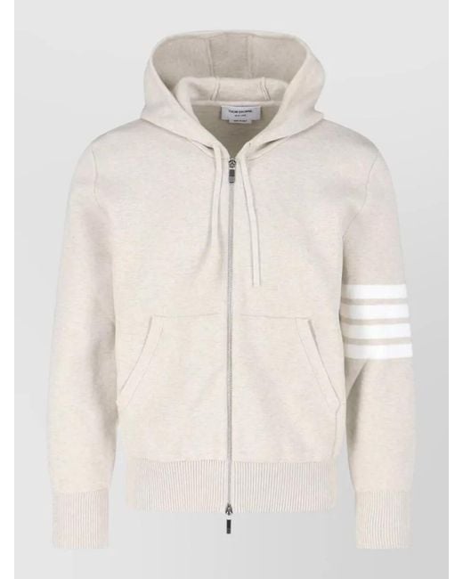 Thom Browne Natural Hooded Jacket Kangaroo Pocket Ribbed Cuffs for men