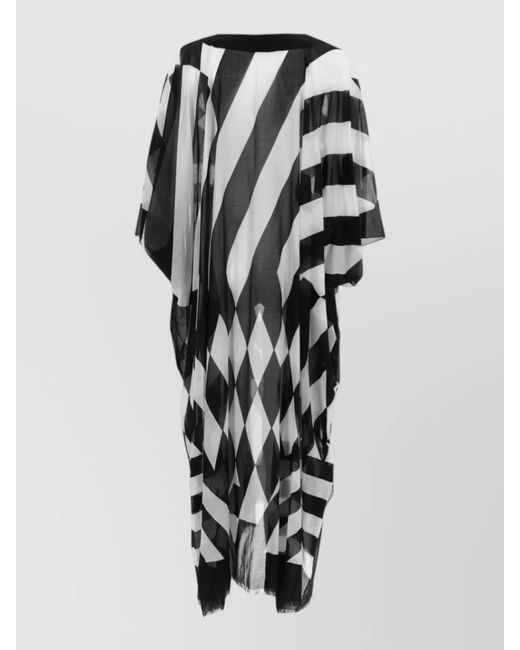 Dries Van Noten White Long Sheer Top Loose Draped V Neck