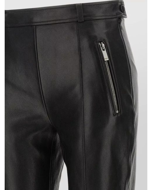 Balmain Black Lambskin Ribbed Skinny Trousers