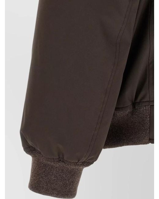 Brunello Cucinelli Gray Hooded Down Jacket Stretch Nylon for men