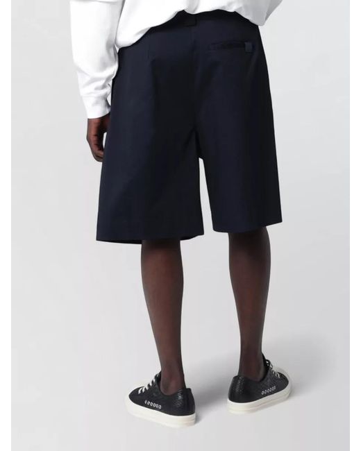 DARKPARK Blue Pleated Front Knee Length Shorts Belt Loops for men