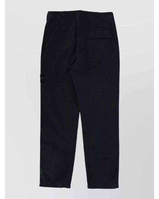Stone Island Blue Logo Patch Trousers With Side And Back Pockets for men