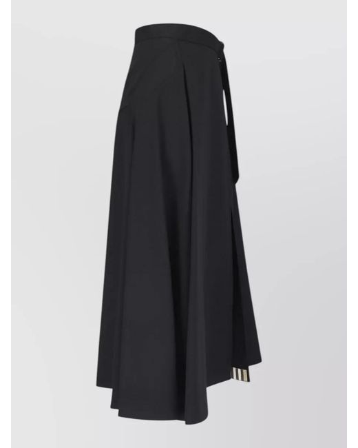 Burberry Blue Wool High-Rise Midi A-Line Skirt