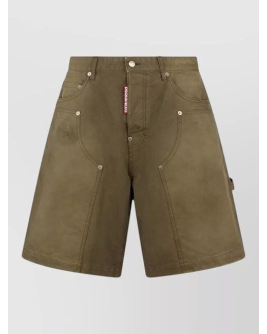 DSquared² Green Shorts Side And Back Pockets Cargo Design for men