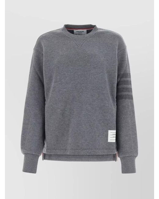 Thom Browne Gray Wool Oversized Striped Ribbed Sweater