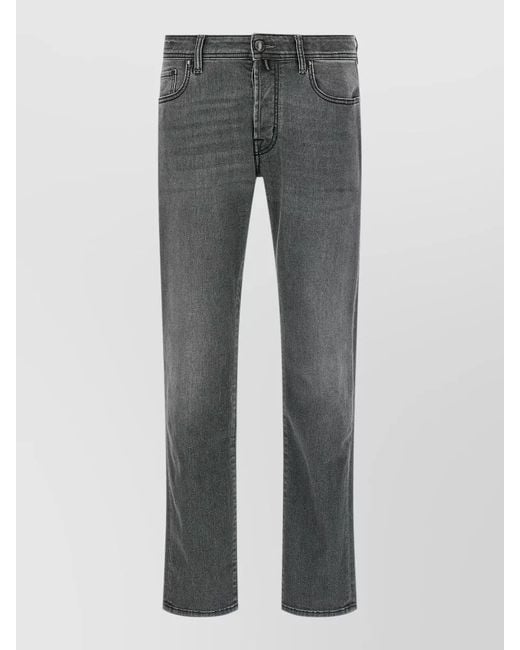 Jacob Cohen Gray Bard Denim Jeans Belt Loops Straight Leg for men