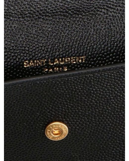 Saint Laurent Black Leather Flap Cardholder
