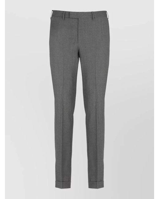 PT Torino Gray Straight-Leg Tailored Trousers for men