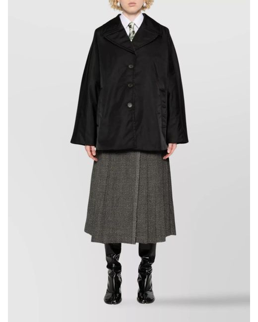 Marni Black Padded Twill Cape Coat