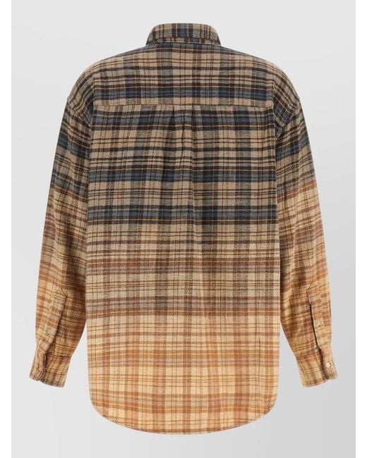 R13 Brown Oversized Boyfriend Shirt Long Sleeve Plaid