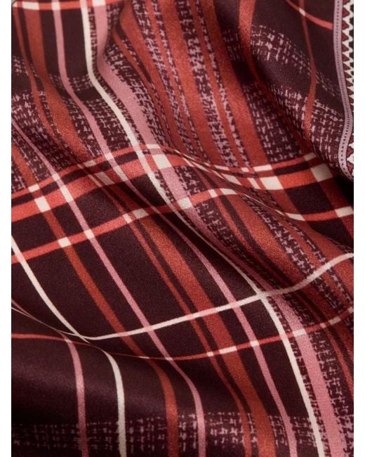 Acne Pink Hair Scarf Square Studs Geometric Check