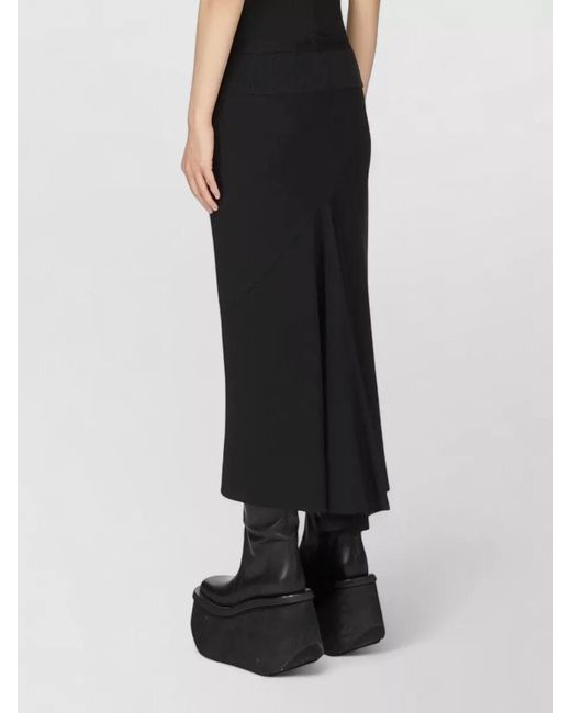 Rick Owens Black High Waist Skirt Comfortable Flared Hem