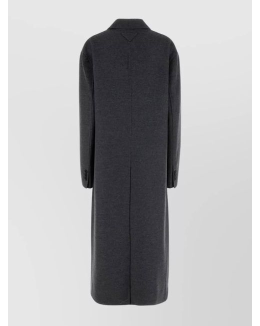 Prada Black Cashmere Wool Double-Breasted Coat