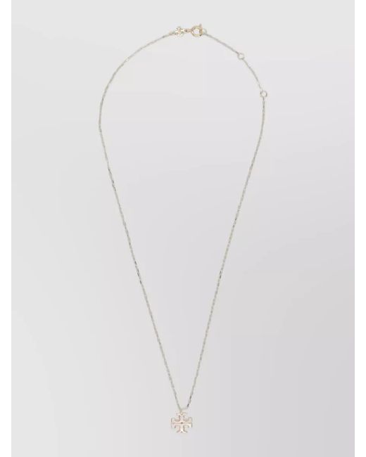 Tory Burch White Metal Pendant Necklace