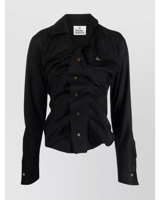 Vivienne Westwood Black Asymmetric Sleeves Twist And Ruched Detailing