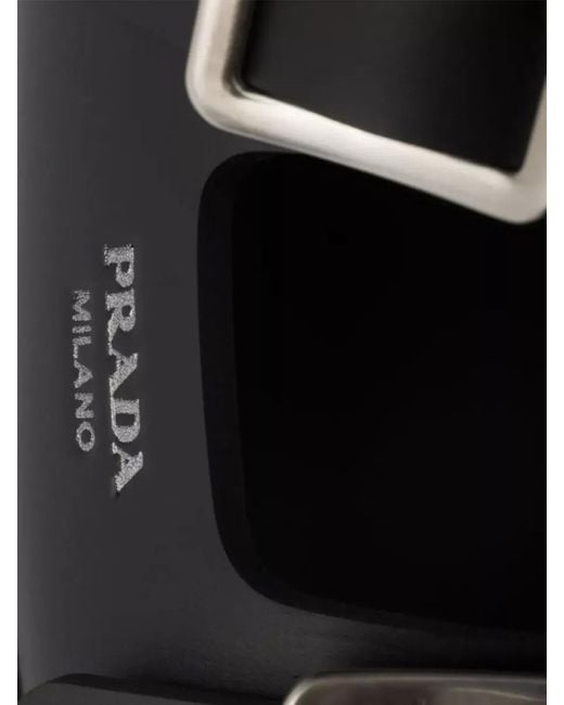 Prada Black Leather Double-Strap Sandals for men