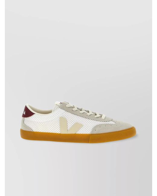 Veja White Suede And Mesh Panel Rubber Sole Sneakers for men