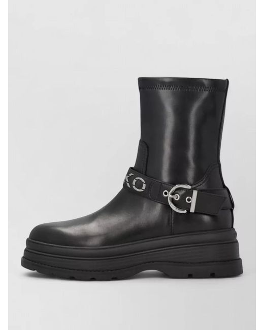 Pinko Black Ankle Boots Chunky Heel Round Toe Design