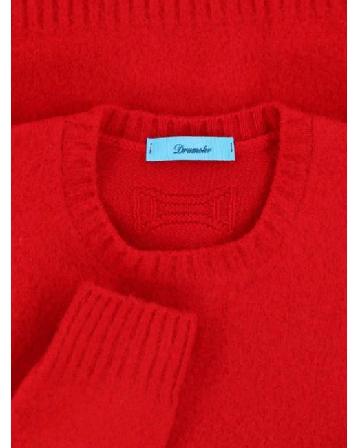 Drumohr Red Lambswool Crewneck Jumper for men