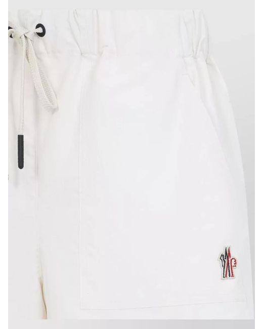 Moncler White Grenoble Shorts Side Pockets Detail