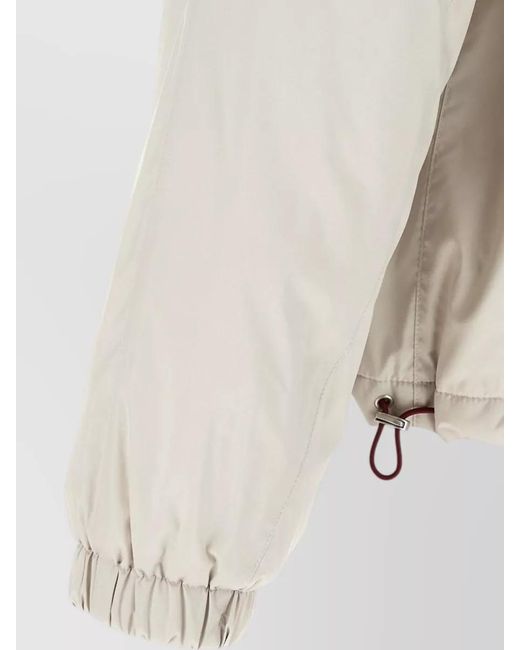 Brunello Cucinelli Natural Nylon Hooded Raglan Coat Drawstring Hem for men