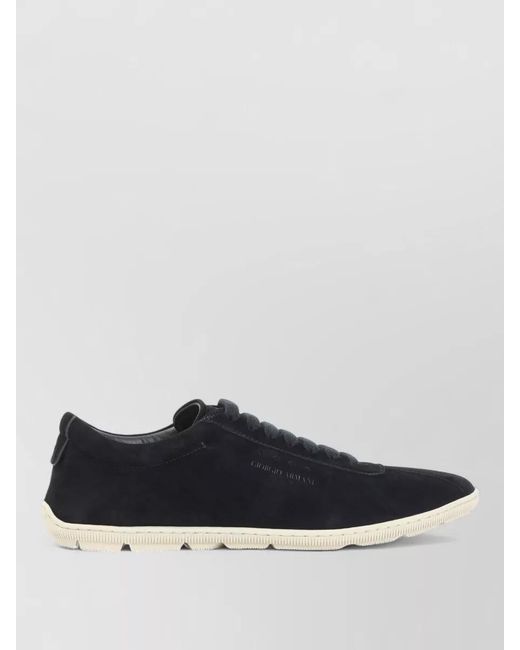 Giorgio Armani Blue Signature Leather Sneakers Low Top Suede Sole for men