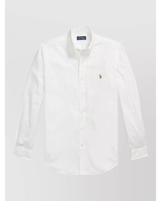 Polo Ralph Lauren White Sport Shirt Button Down Collar Long Sleeves for men