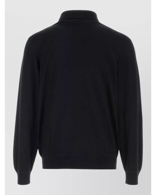 Tom Ford Blue Wool Knit Shirt Collar Ribbed Cuffs Hem for men
