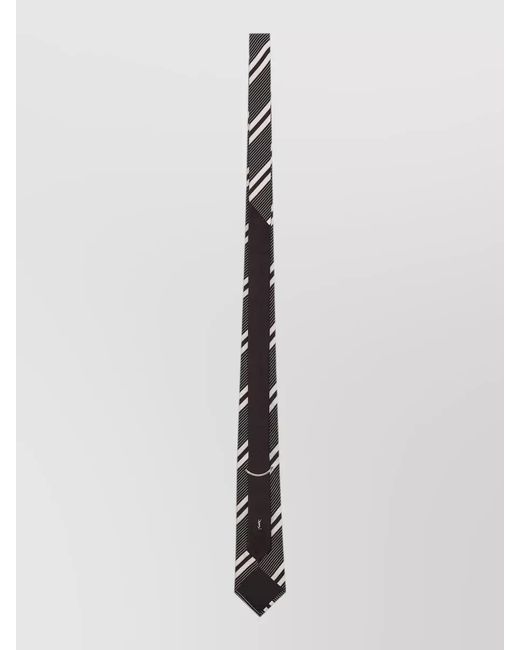 Saint Laurent White Silk Jacquard Striped Tie