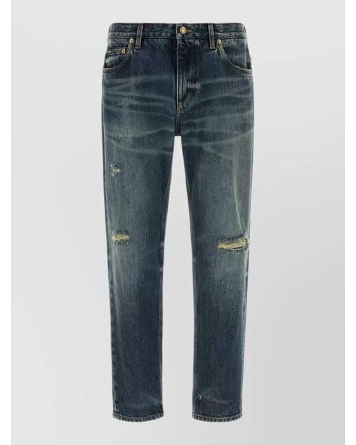 Dolce & Gabbana Blue Mid Rise Denim Jeans Belt Loops for men