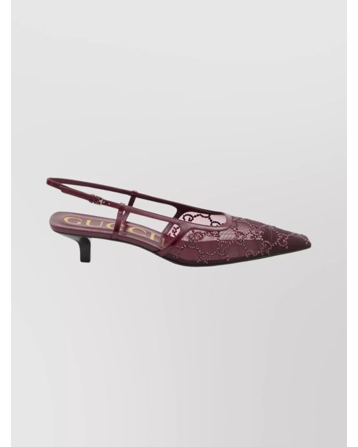 Gucci Multicolor Slingback Pumps Featuring Gg Crystal Detail