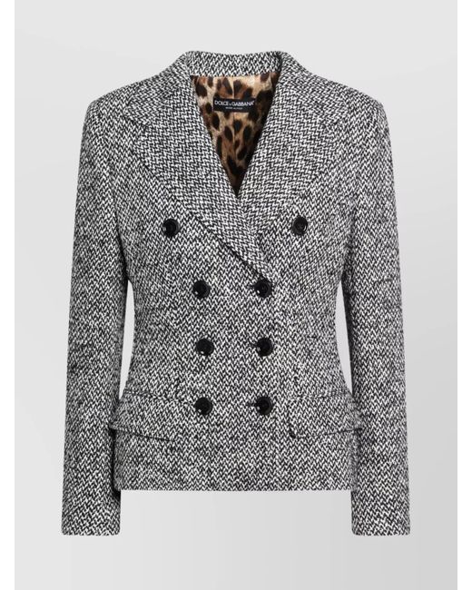 Dolce Gabbana Women's Gray Tailored Wool Blend Jacket Featuring