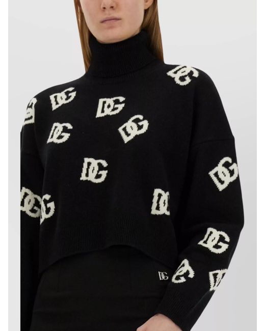 Dolce & Gabbana Black Virgin Wool Cropped Jumper
