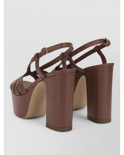 Casadei Brown Platform Open Toe Sandals Strappy Design