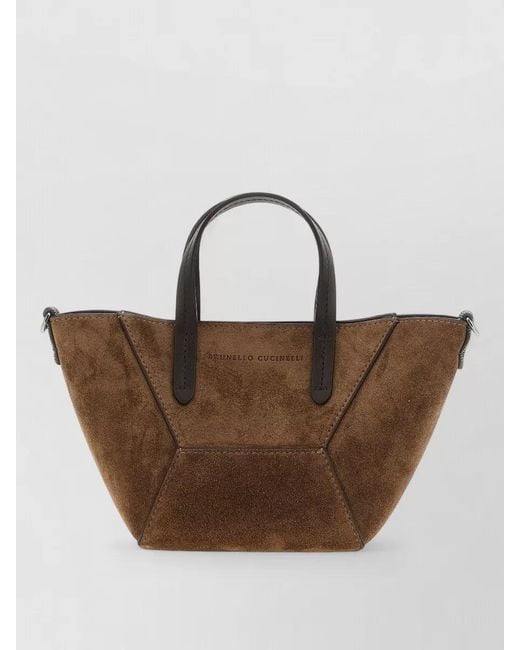 Brunello Cucinelli Brown Bc Duo Mini Top Handle Tote Bag