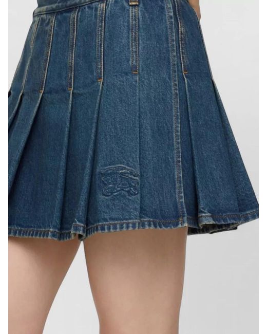 Burberry Blue Denim Pleated Mini Skirt