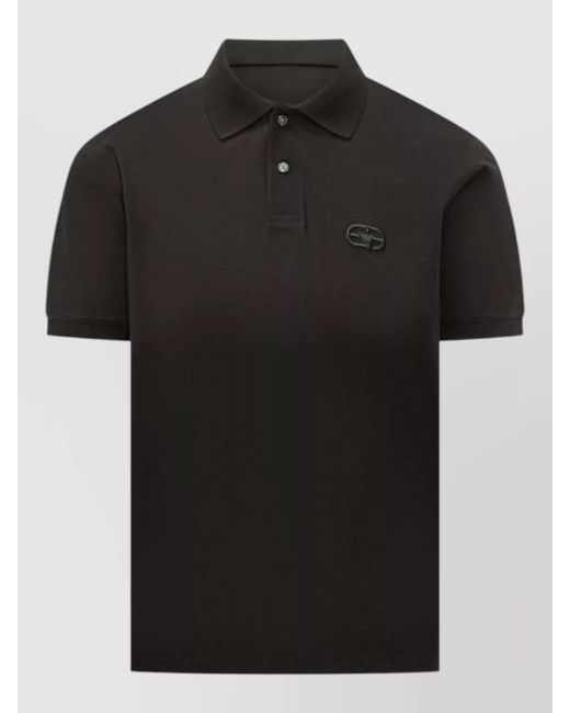 Emporio Armani Black Logo Cotton Polo Shirt Short Sleeves for men