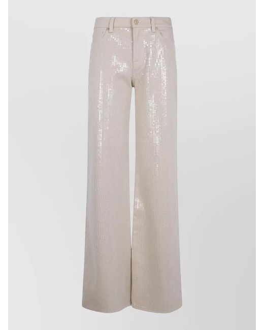 7 For All Mankind White Denim Wide-Leg Jeans