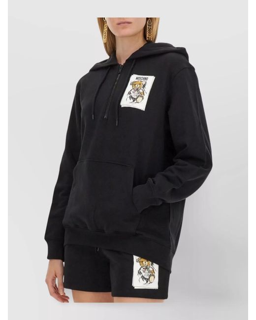 Moschino Black Logo Print Cotton Hoodie