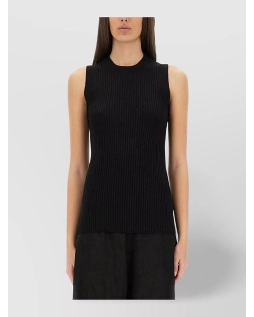 Sportmax Black Slim-Fit Cotton Tank Top