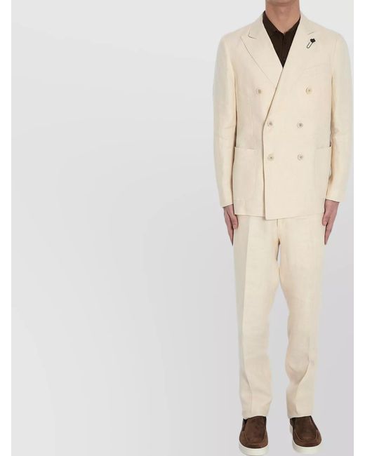 Lardini Natural Linen Double-Breasted Two-Piece Suit for men