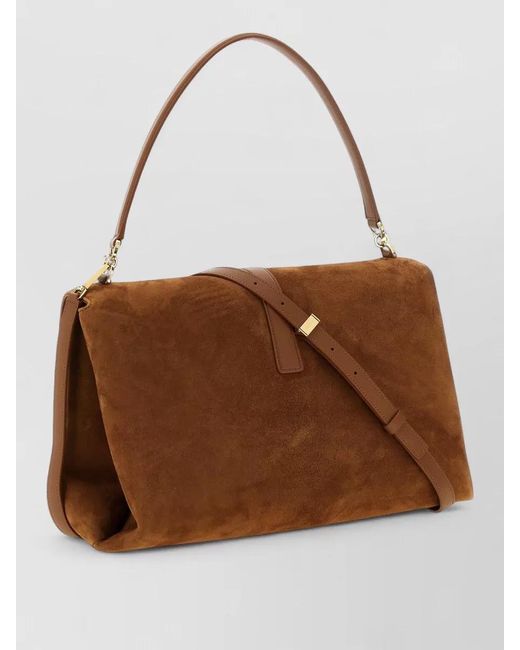 Ferragamo Brown Th L Shoulder Bag Suede Handle