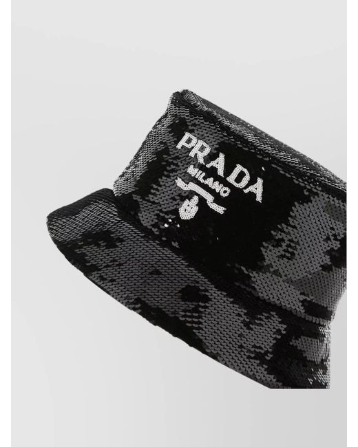 Prada Black Sequin Bucket Hat