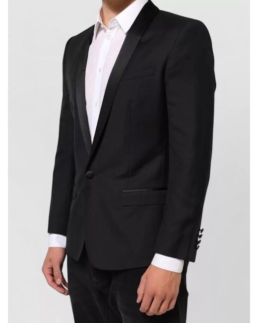 Dolce & Gabbana Black Silk Blend Single-Breasted Suit Jacket for men