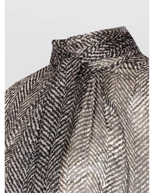 Dolce & Gabbana Gray Dolce&Gabbana Silk Chiffon Blouse With Chevron Print