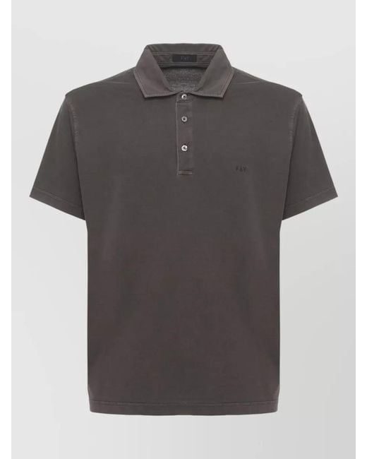 Fay Gray Cotton Three Button Polo Straight Cut for men